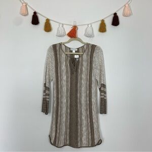 NWT Christopher & Banks Tan Boho Knit Tunic Sweater Size Small